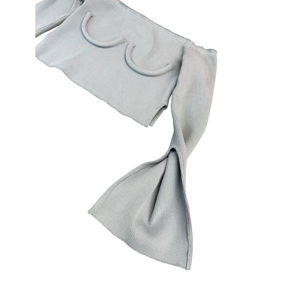 Orseund Iris Bustier Off Shoulder Ribbed Knit Sweater Top Blue M Cotton Blend - Picture 5 of 12